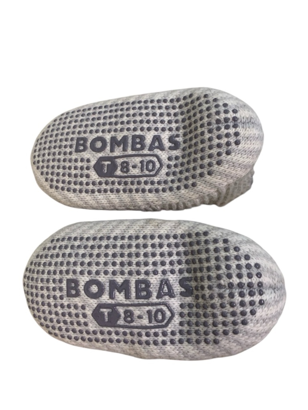Bombas Gripper Slipper Socks Toddler Kids 8-10 Grey White Knit Sherpa Lined - Picture 5 of 5